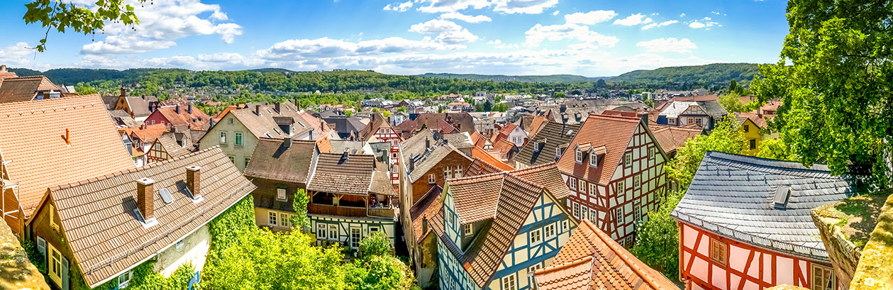 Blick in eine mittelalterliche Stadt